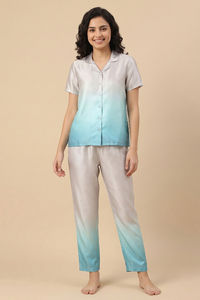 Zivame Woven Satin Pyjama Set - Dark Shade — thumbnail 2